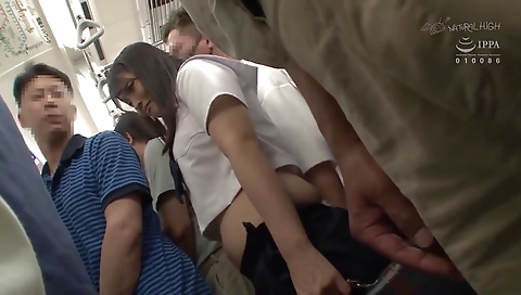 Mature japanese av model gets fucked by two guys