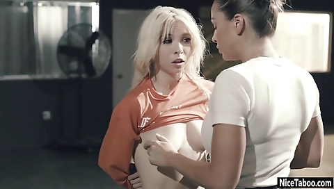 Hot lesbian action with strap-on