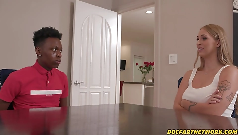 Blonde milf gets her ass and pussy drilled