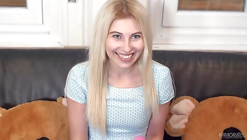 Sexy young blonde girl loves her boyfriend