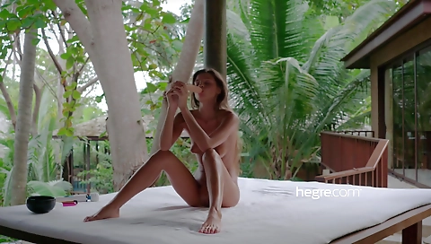 Slutty girl's face with her breathless