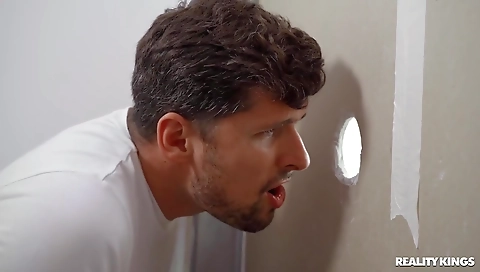 Sexy brunette hair with massive dildo fucking