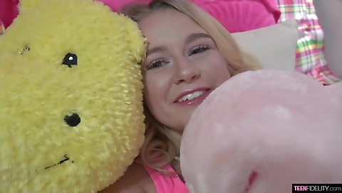 Sexy blonde's tight pussy with her boyfriend